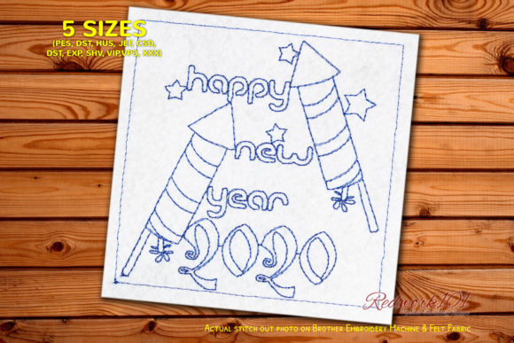 Firework Rocket with 2020 New Year Embroidery Design Review