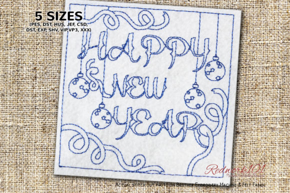 Happy New Year Redwork Embroidery Design Review